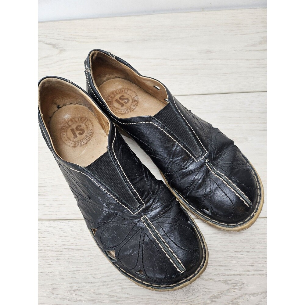 Josef Seibel Amanda Women's Size 8.5 Black Leather Slip On Flat Shoes